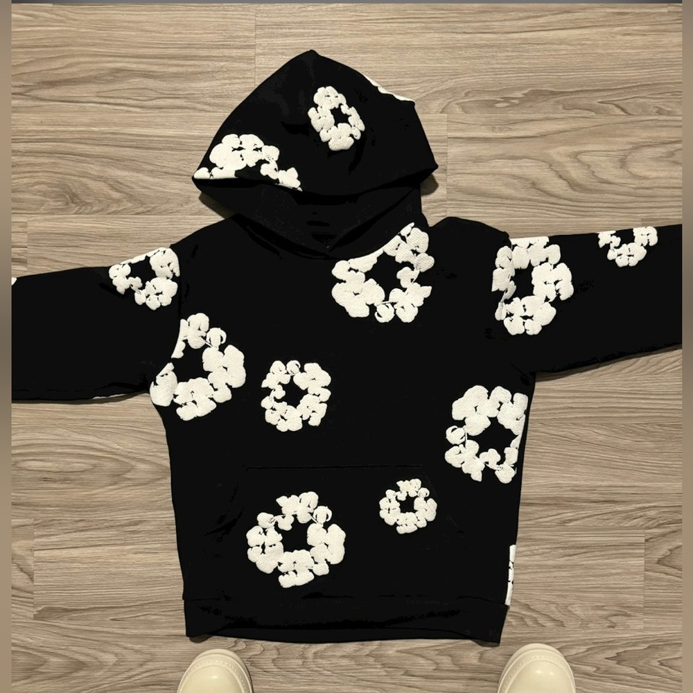 Large Black Denim Tears Hoddie